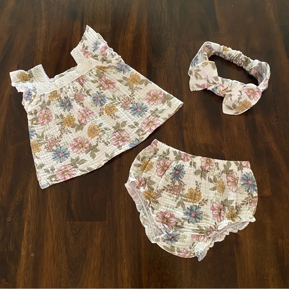chick pea Floral Organic Cotton Baby 3-Piece Set